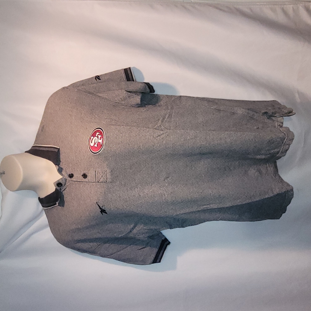 Reebok Gray Polo Shirt with Folded Collar and 49ers Logo